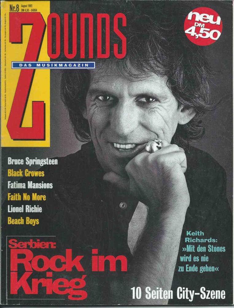 Zounds Musikmagazin Nr. 08 - Ausgabe August 1992